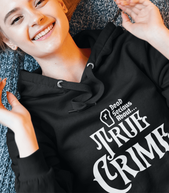 Printify Hoodie Venom Haus | DEAD SERIOUS ABOUT TRUE CRIME | Premium Graphic Hoodie