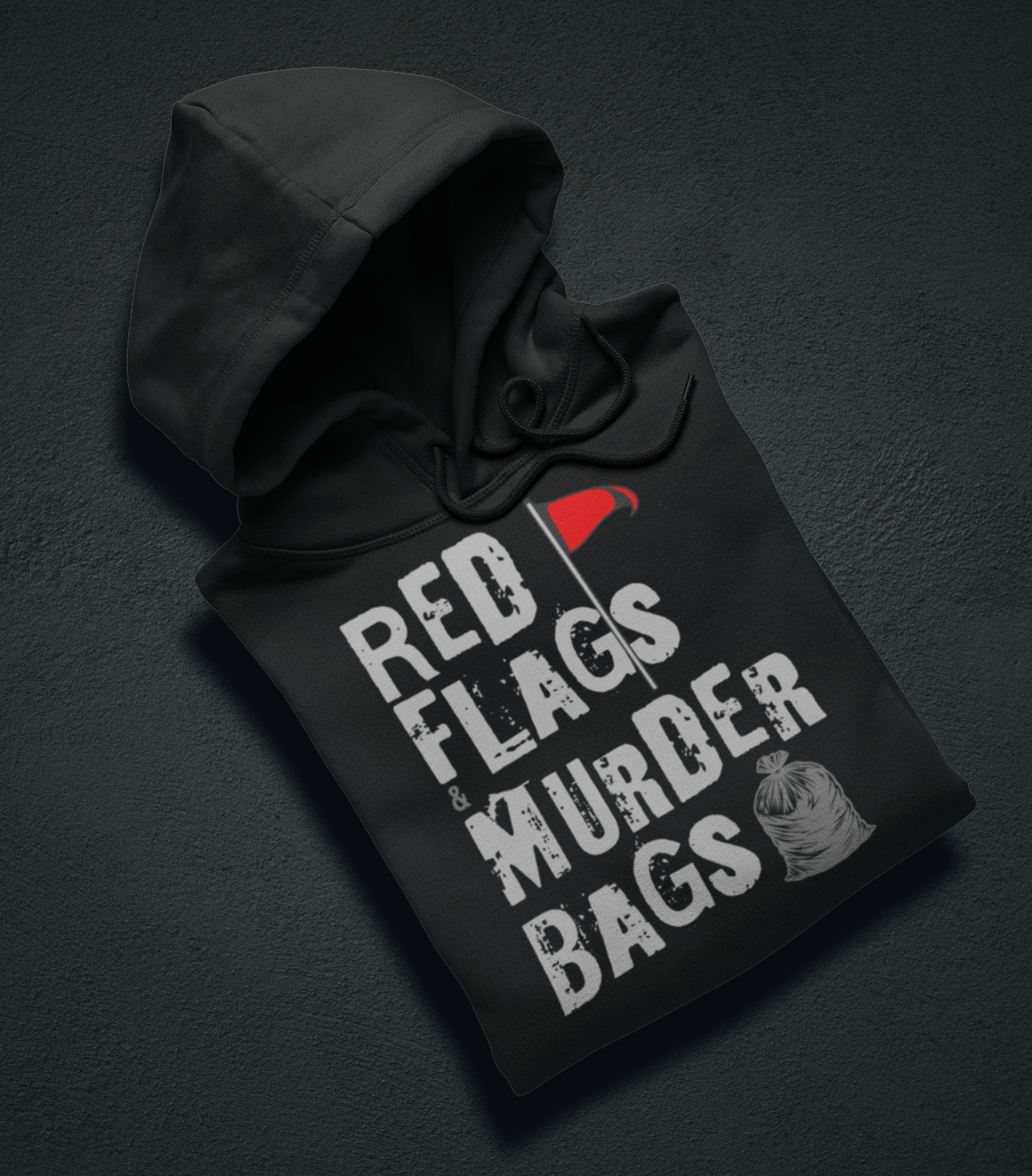 Printify Hoodie Venom Haus | RED FLAGS AND MURDER BAGS | Premium Graphic Hoodie