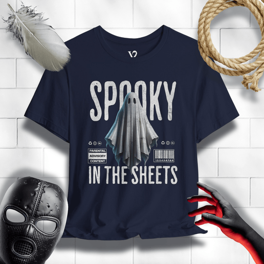 Printify T-Shirt Navy / S Venom Haus | SPOOKY IN THE SHEETS | Graphic Tee