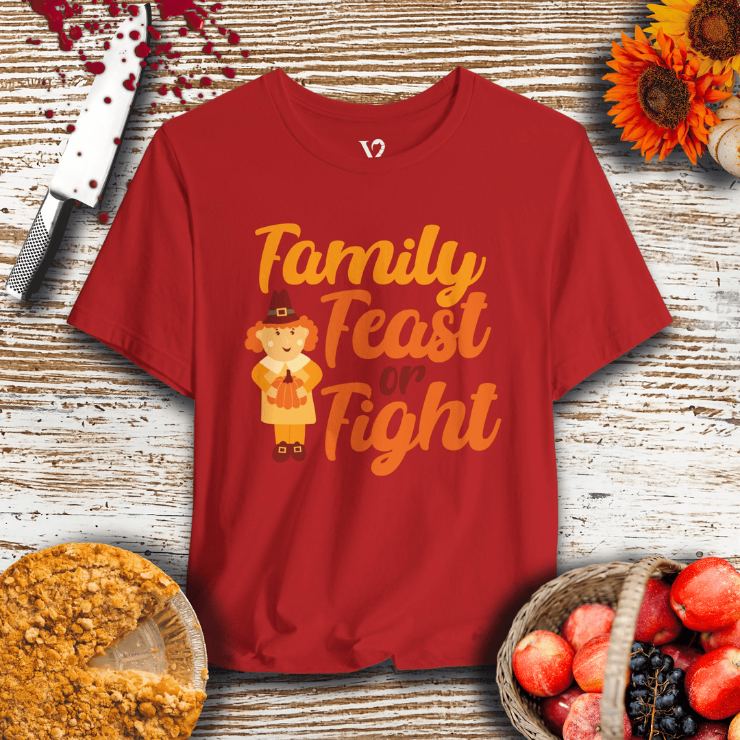 Printify T-Shirt Red / S Venom Haus | FAMILY FEAST OR FIGHT  | Traumatic Thanksgiving Tee